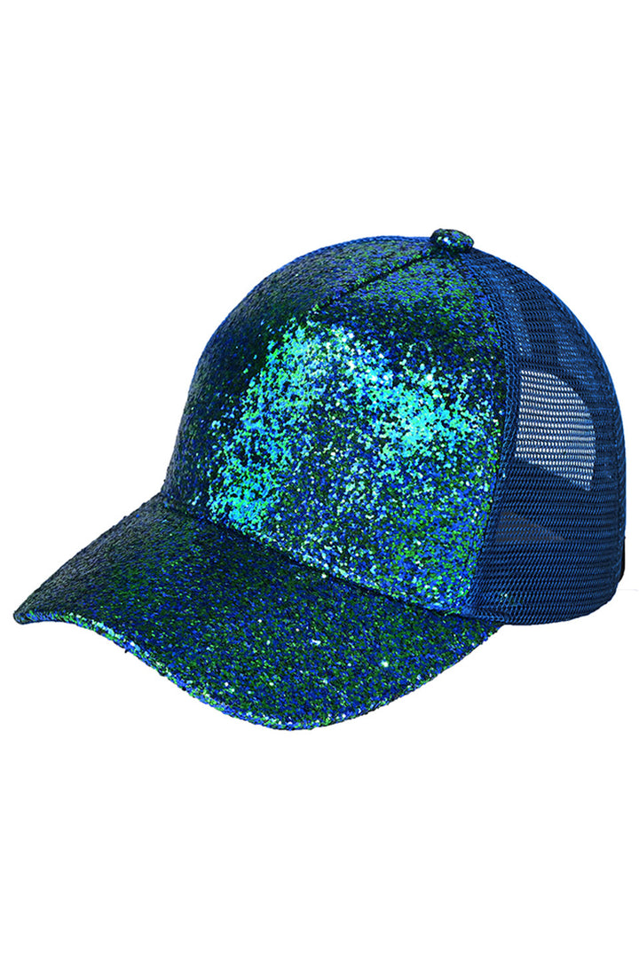 Royal The C.C Glitter Trucker Cap is a stylish and functional accessory for any outdoor enthusiast. With its glitter design and breathable mesh panels, it offers both fashion and comfort. Made from high-quality materials, it is durable and perfect for everyday wear. Show off your sparkle and protect yourself from the sun with this must-have cap