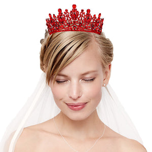 Ruby Red Teardrop Marquise Stone Accented Crown Tiara made from gorgeous marquise stone is the epitome of elegance. Exquisite design with gorgeous color and brightness, Unique hair jewelry is suitable for any special occasion, birthdays, weddings, pageants, proms, parties, quinceanera. Perfect gift for a bride to be.