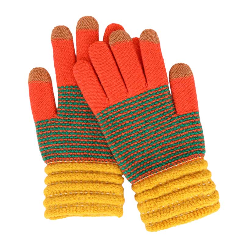 Green Colorful Knit Touch Smart Gloves, give your look so much eye-catchy with knit touch smart gloves, a cozy feel. A pair of these gloves are awesome winter gift for your family, friends, anyone you love, and even yourself. Complete your outfit in a trendy style!