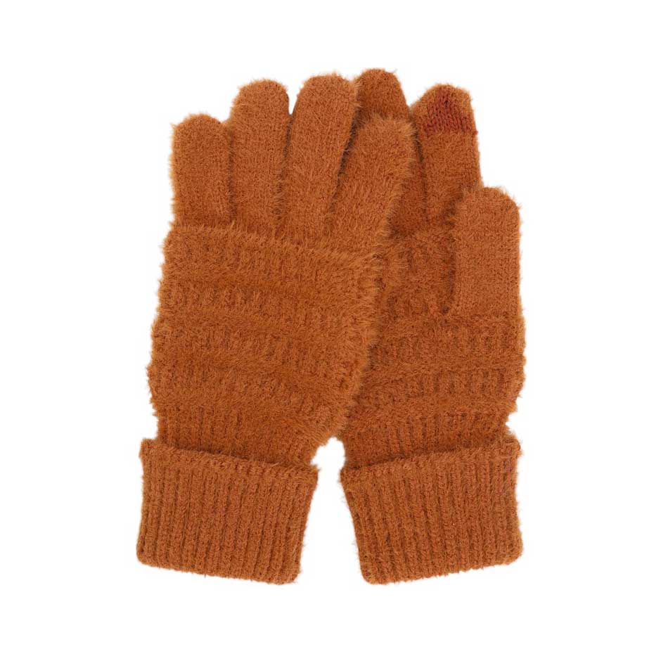 Rust-Upgrade your winter wardrobe with our Fuzzy Cable Knit Smart Touch Gloves. Not only are they stylish and cozy, but they also feature smart touch technology, allowing you to easily use your phone or other touch screen devices without removing your gloves. Stay warm and connected this season! Ideal for gift. 