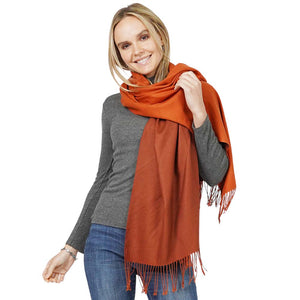 Rust Reversible Solid Shawl Oblong Scarf, is delicate, warm, on-trend & fabulous, and a luxe addition to any cold-weather ensemble. This shawl oblong scarf combines great fall style with comfort and warmth. Perfect gift for birthdays, holidays, or any occasion.