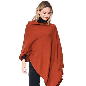 Rust Solid Scarf Poncho, with the latest trend in ladies' outfit cover-up! The high-quality poncho is soft, comfortable, and warm but lightweight. It's perfect for your daily, casual, party, evening, vacation, and other special events outfits. A fantastic gift for your friends or family.