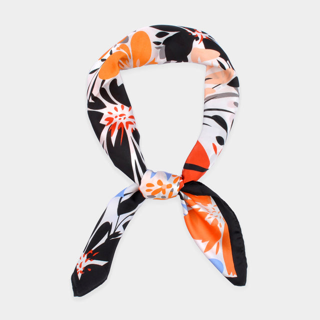 Madeline Love Black Flower Print Bandana Scarf - Scarves & Wraps