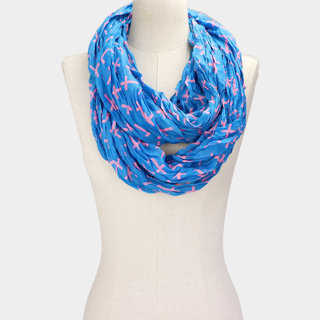 Madeline Love Blue Cross Patterned Infinity Scarf - Jewelry