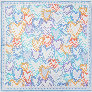 Madeline Love Blue Heart Pattern Square Bandana Scarf - Scarves & Wraps