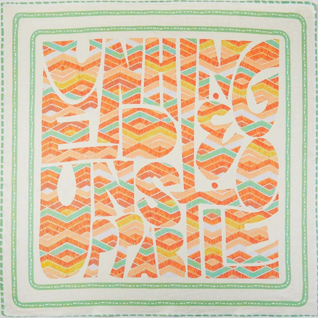 Madeline Love Orange Abstract Tribal Print Square Bandana Scarf - Scarves & Wraps