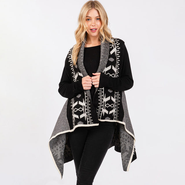 Black Aztec Pattern Vest