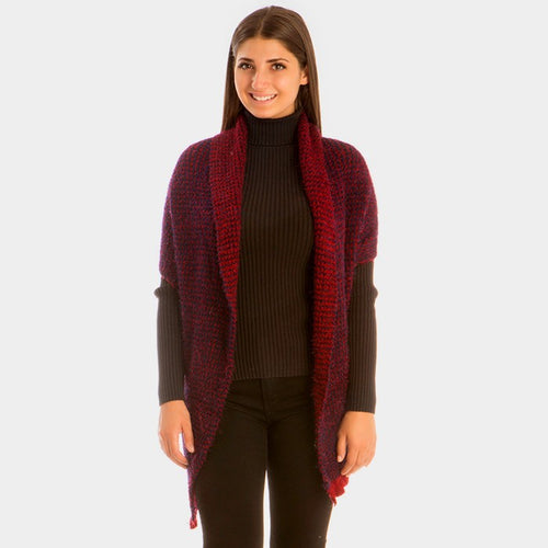 Half Sleeve Knit Cardigan - Burgundy