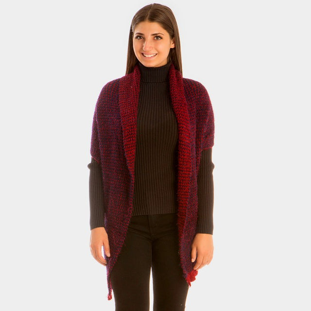 Burgundy Half Sleeve Knit Cardigan
