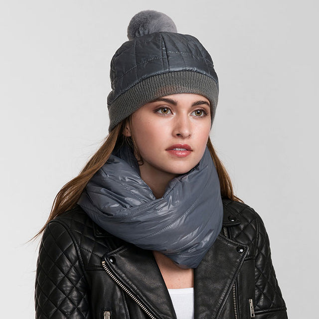 Madeline Love Gray Padded Snood Scarf - Jewelry