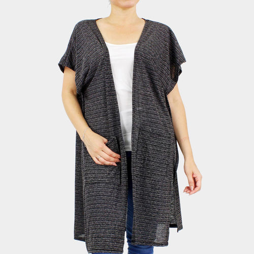 Front Pockets Jersey Vest - Black