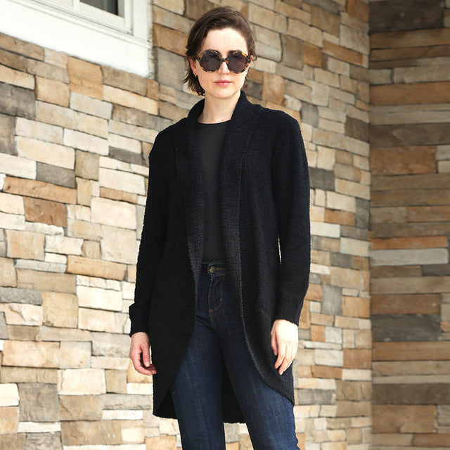 Black Solid Open Cardigan
