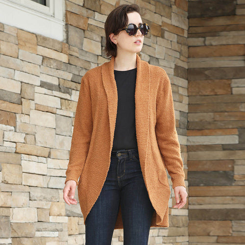 Solid Open Cardigan - Camel