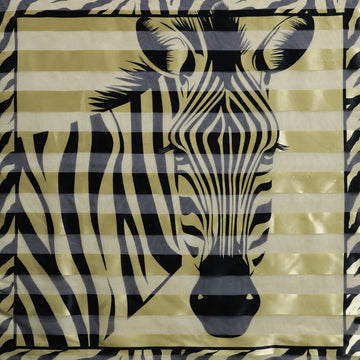 Madeline Love Beige Silky Satin Feel Zebra Print Square Scarf - Scarves & Wraps