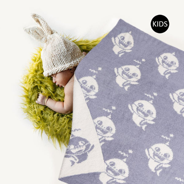 Blue, White Reversible Shark Patterned Kids Throw Blanket