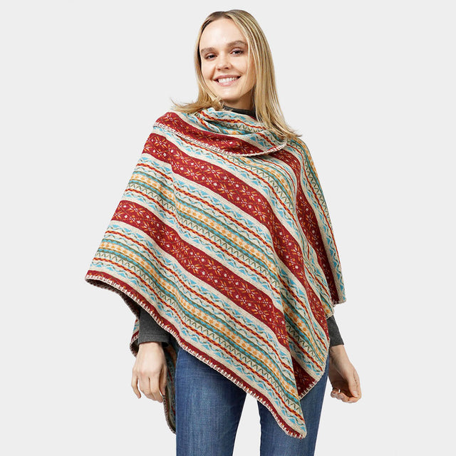 Beige Ethnic Patterned Poncho