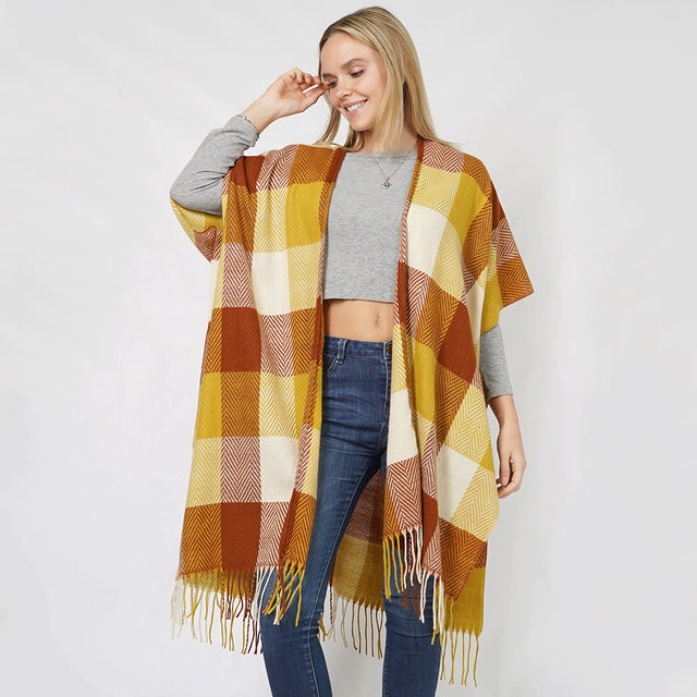 Mustard Check Patterned Vest