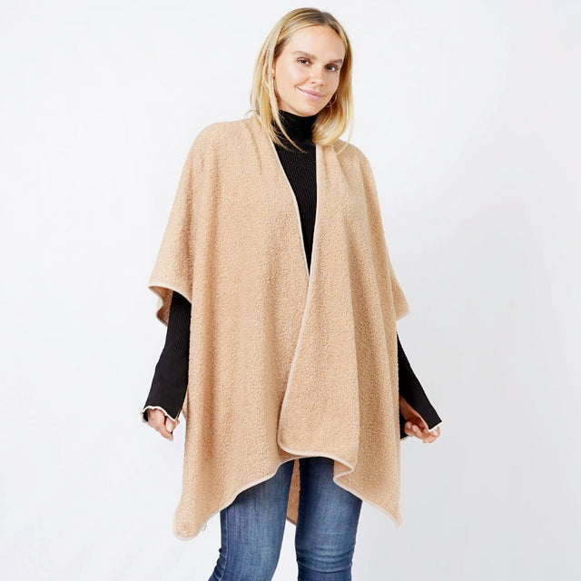 Camel Teddy Fur Soft Cape/Ruana Poncho