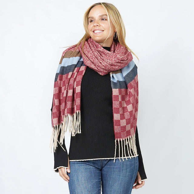 Madeline Love Red Check Oblong Scarf/Shawl - Jewelry