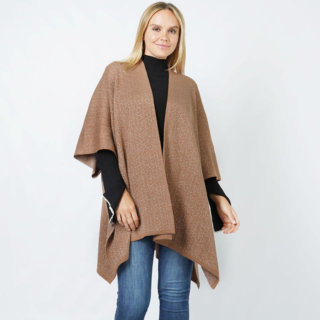Brown Rulex Knit Ruana Vest Poncho