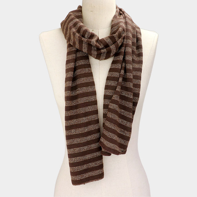 Madeline Love Brown Striped Oblong  Scarf - Jewelry