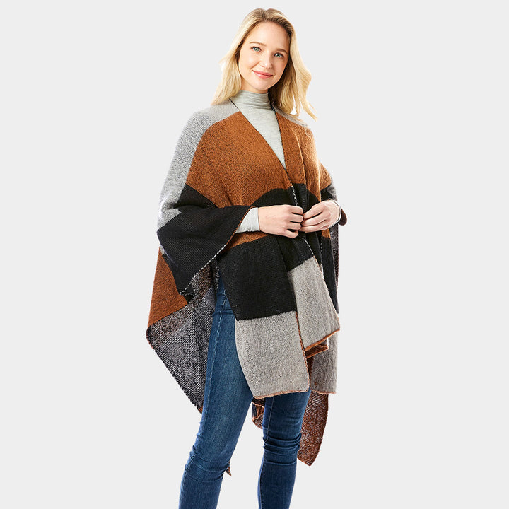 Color Block Ruana Poncho – Madeline Love