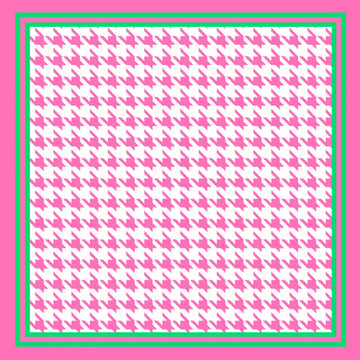 Madeline Love Pink, Pink&Green Houndstooth Pattern Printed Square Silky Satin Scarf Shawl - Scarves & Wraps