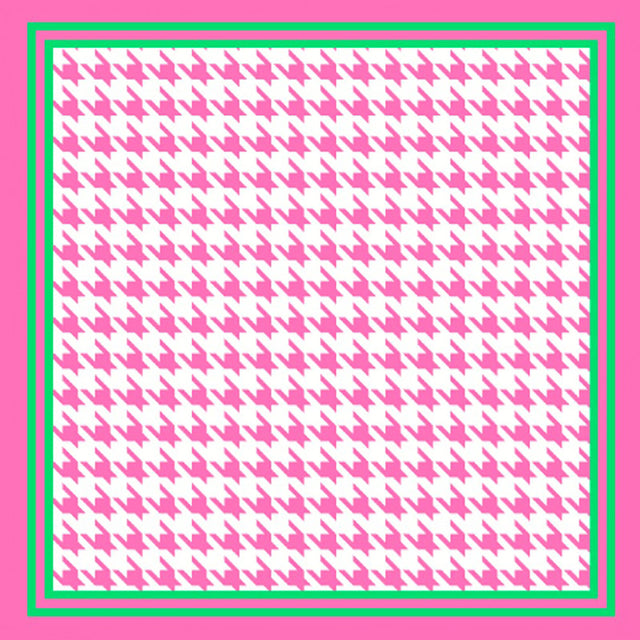 Madeline Love Pink, Pink&Green Houndstooth Pattern Printed Square Silky Satin Scarf Shawl - Scarves & Wraps