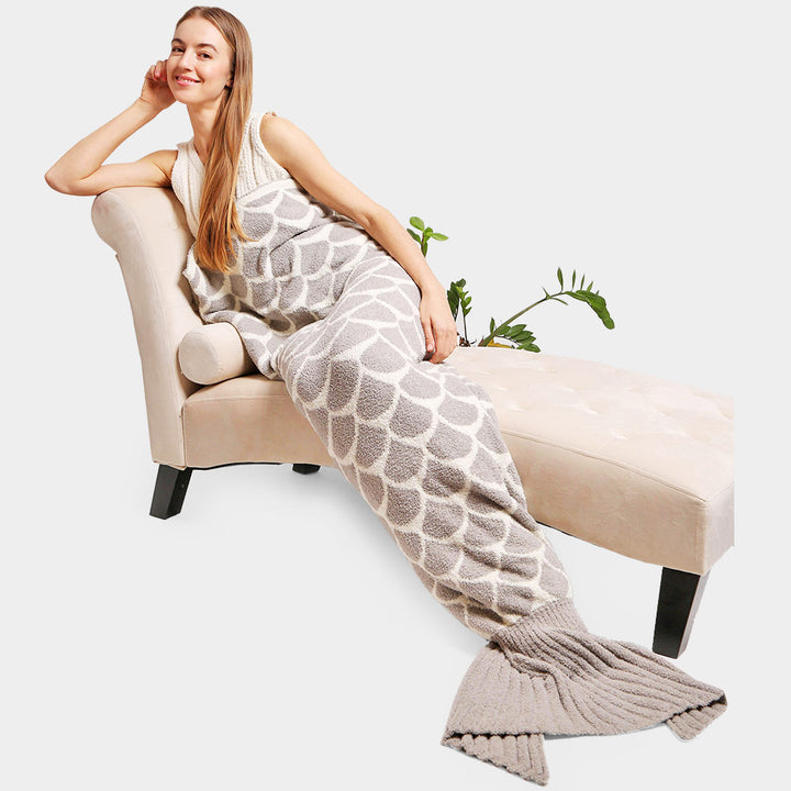 Gray Mermaid Tail Blanket