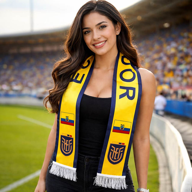 Madeline Love Yellow Ecuador National Team World Cup  Soccer Fan Fringe Scarf - Sports & Events