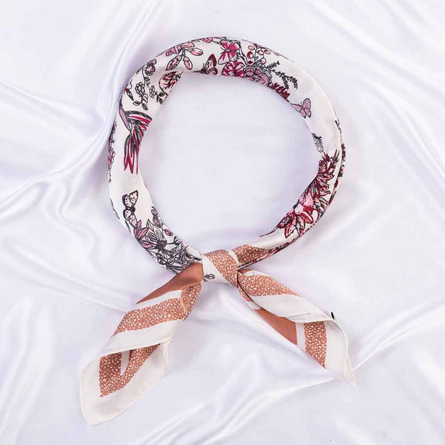 Madeline Love Pink Butterfly Floral Sketch Print Square Bandana Scarf - Scarves & Wraps