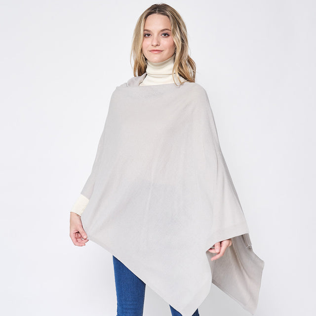 Gray Solid Scarf Poncho