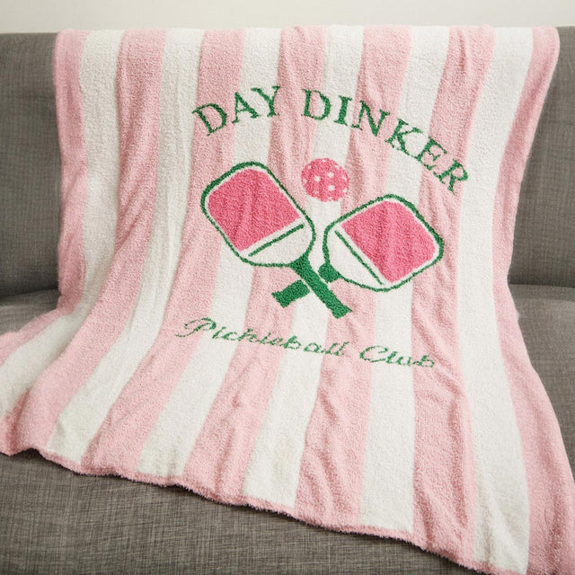 Madeline Love Pink Striped Day Dinker Pickleball Club Blanket - Jewelry