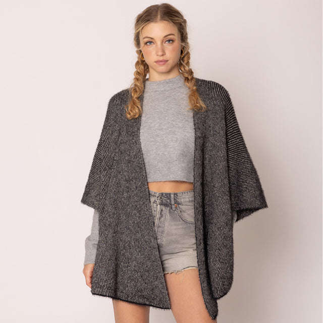 Black Lurex Kimono Poncho