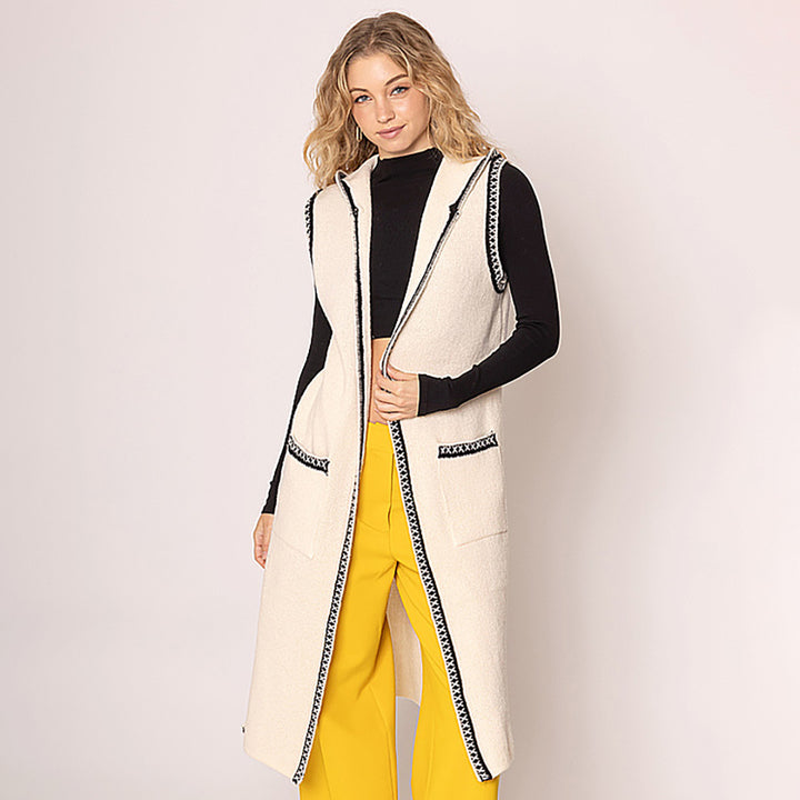 Ivory Long Hood Vest