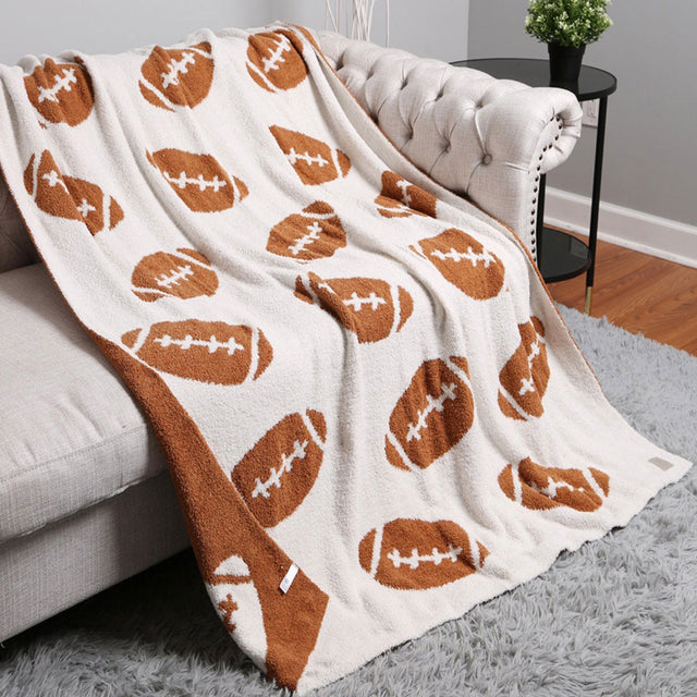 Madeline Love White Reversible Football Patterned Throw Blanket - Jewelry