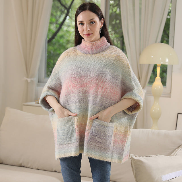 Pink Gradient Colorful Pullover Sweater