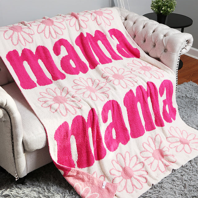 Madeline Love Pink MAMA Daisy Reversible Throw Blanket - Jewelry
