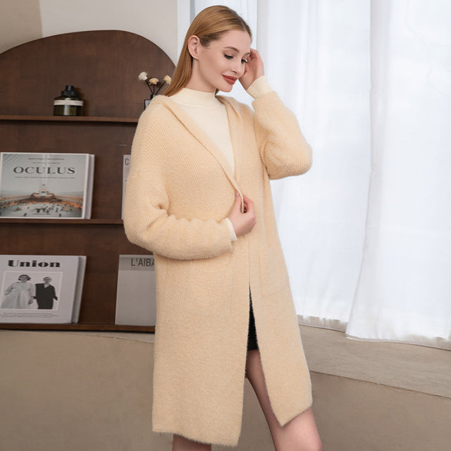 Beige Solid Soft Front Pockets Cardigan