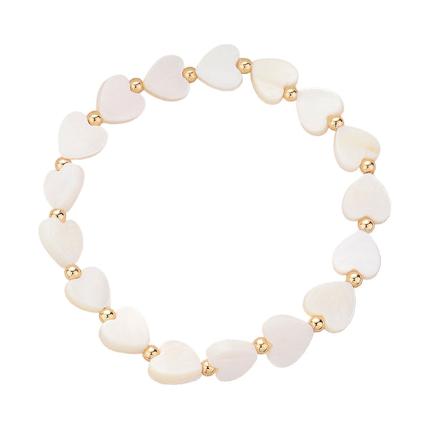 Mother Of Pearl Heart Stretch Bracelet