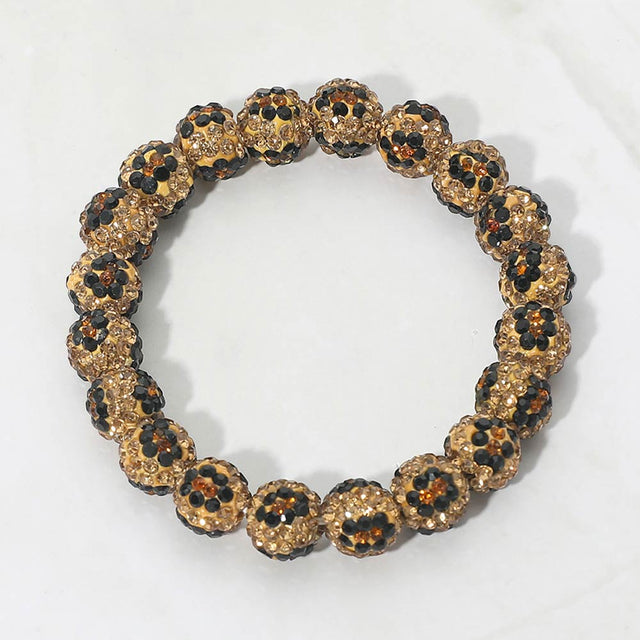 Madeline Love Leopard Leopard Shamballa Ball Beaded Stretch Bracelet - Bracelets