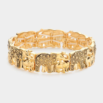 Madeline Love Antique Gold Elephant Antique Metal Stretch Bracelet - Bracelets
