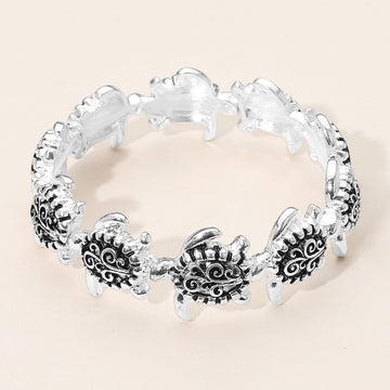 Madeline Love Antique Silver Antique Metal Sea Turtle Stretch Bracelet - Bracelets