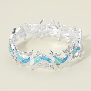 Madeline Love Multi, Silver Dolphin Beaded Stretch Bracelet - Bracelets