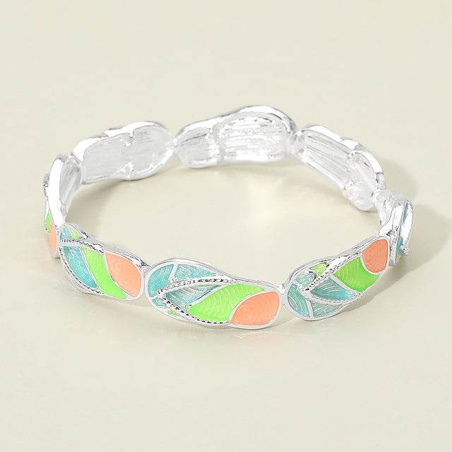 Madeline Love Multi, Silver Flip Flop Beaded Stretch Bracelet - Jewelry