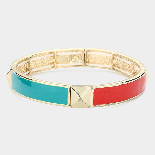 Madeline Love Multi, Gold Stud Accented Stretch Bracelet - Jewelry