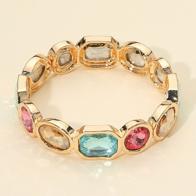 Madeline Love Multi Oval Emerald Cut Stone Accented Stretch Bracelet