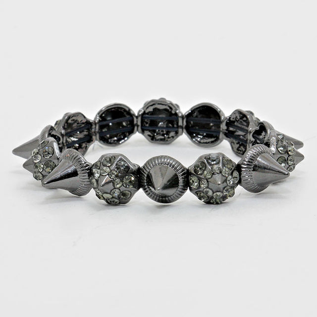 Madeline Love Black Diamond, Hematite Stud Stretch Bracelet - Jewelry