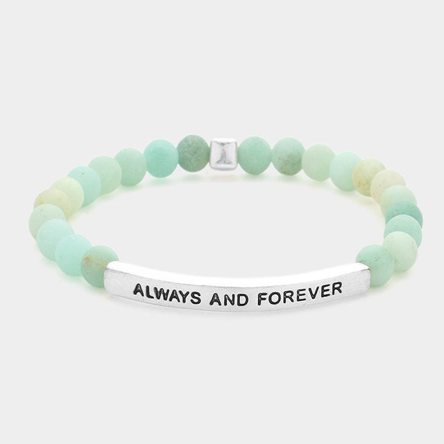 Madeline Love Mint Always And Forever Message Natural Stone Stretch Bracelet - Bracelets