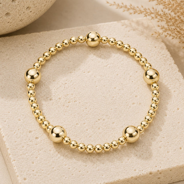 Madeline Love Gold Stainless Steel Ball Beaded Stretch Bracelet